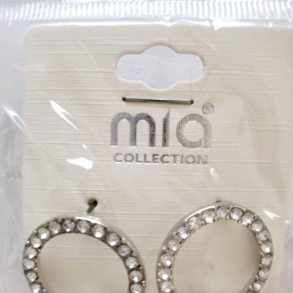Mia Collection Women's Fashion Jewelry Clear Rhinestone Circle Drop Earrings - Picture 5 of 6